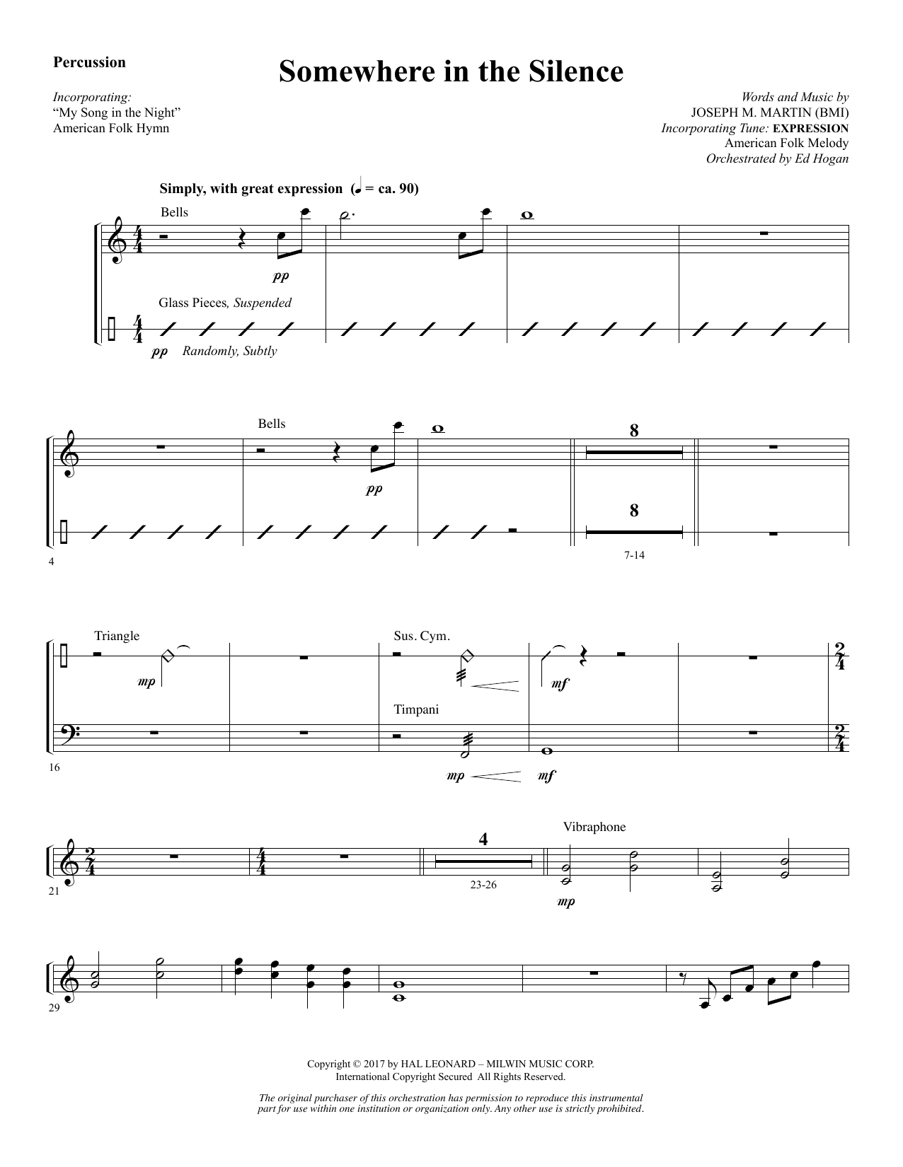 Download Joseph M. Martin Somewhere in the Silence - Percussion Sheet Music