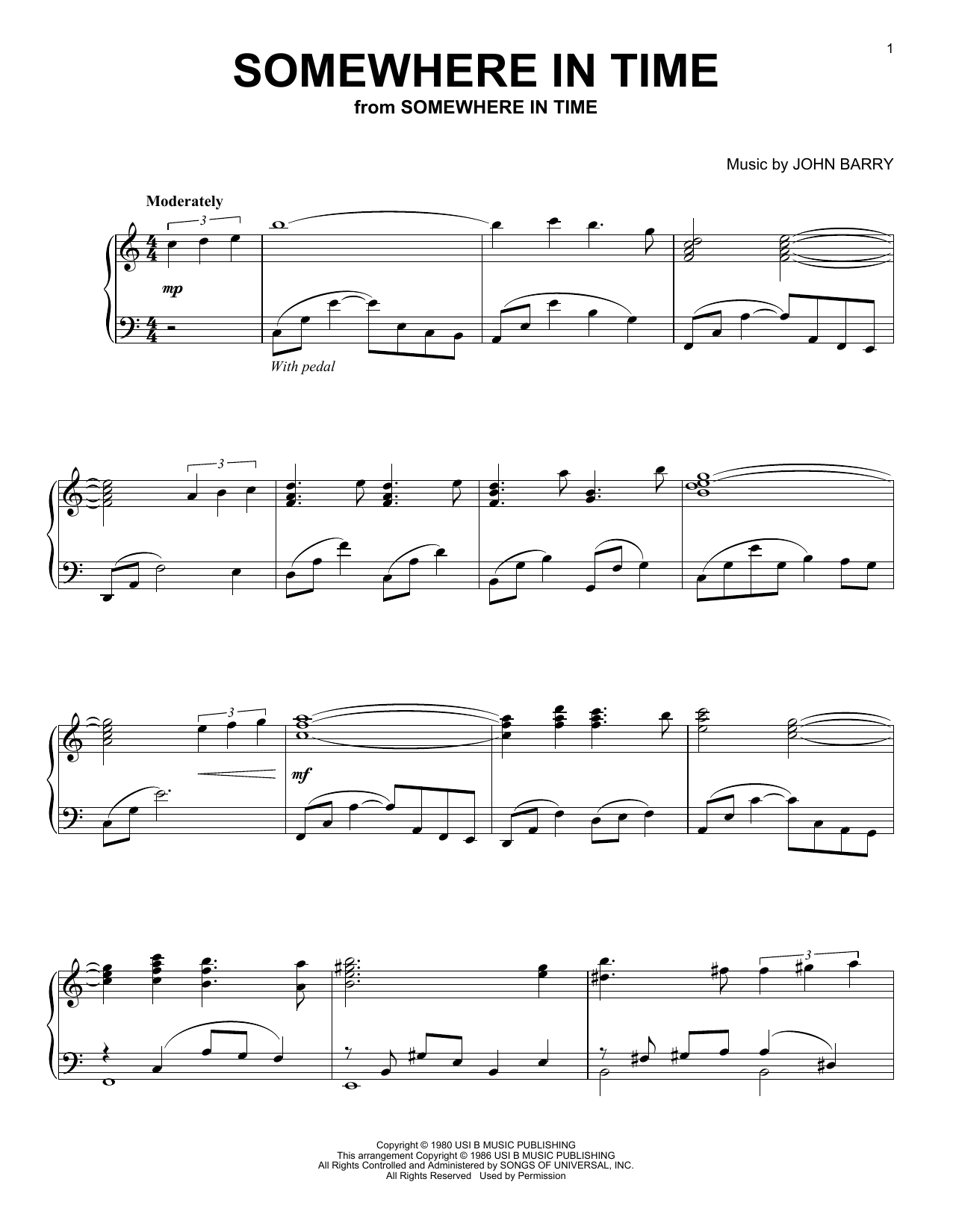 Download B.A. Robertson Somewhere In Time Sheet Music