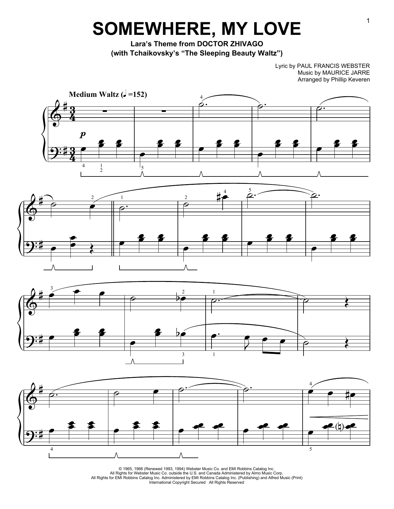 Download Paul Francis Webster Somewhere, My Love [Classical version] Sheet Music