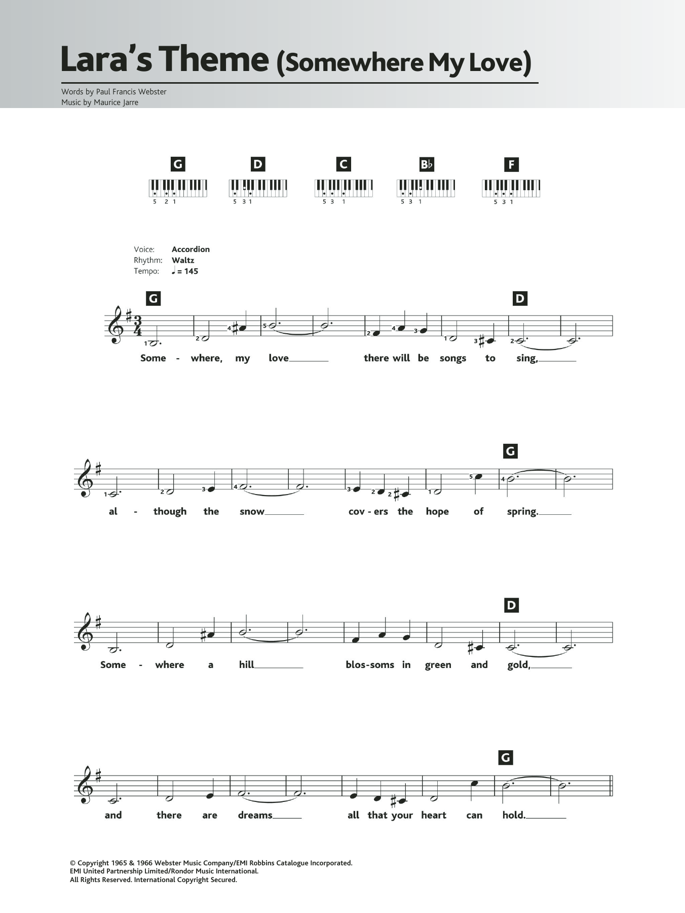 Download Maurice Jarre Somewhere My Love (Lara's Theme) Sheet Music