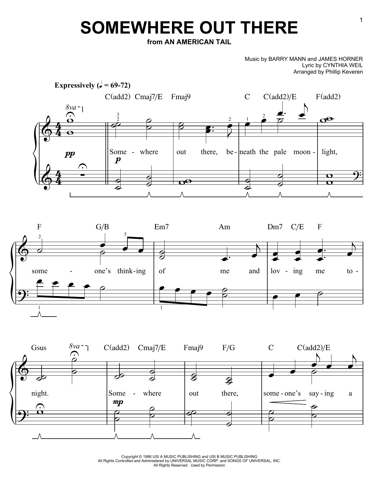 Download Phillip Keveren Somewhere Out There Sheet Music