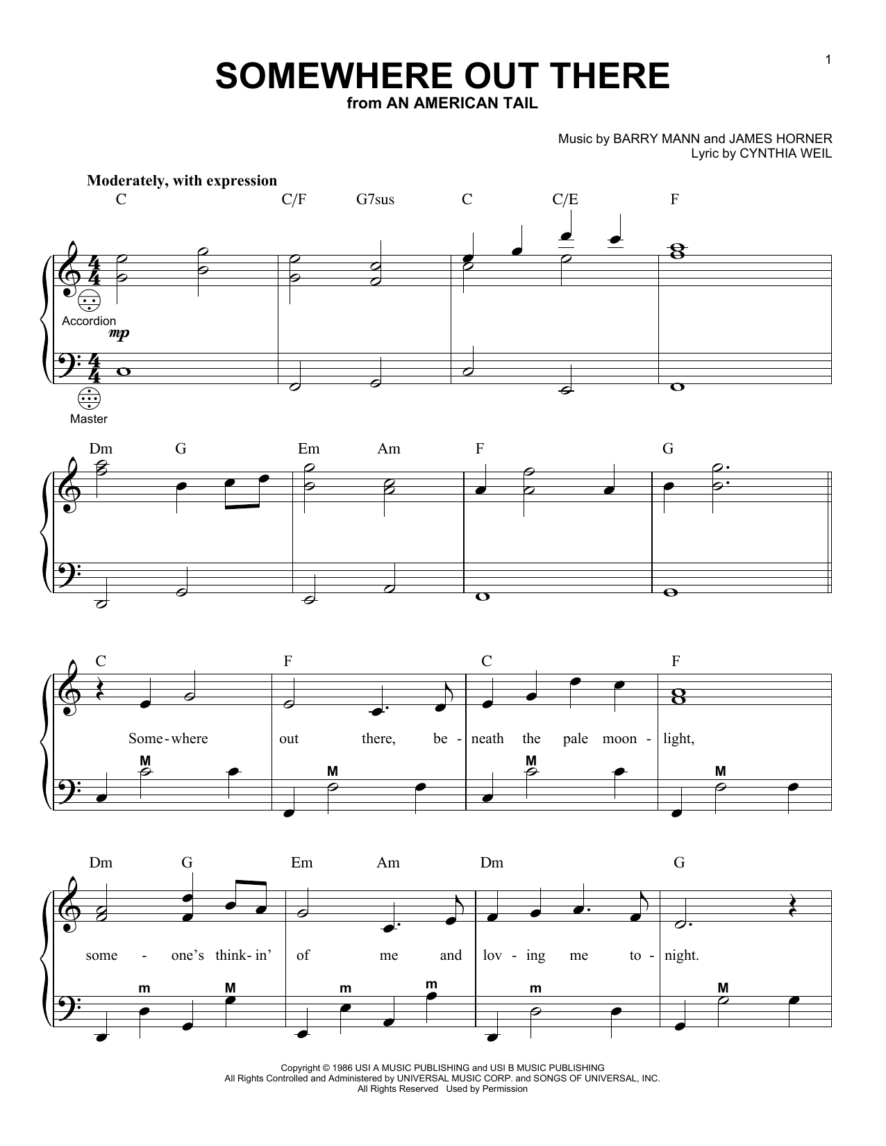 Download Linda Ronstadt & James Ingram Somewhere Out There (from An American T Sheet Music