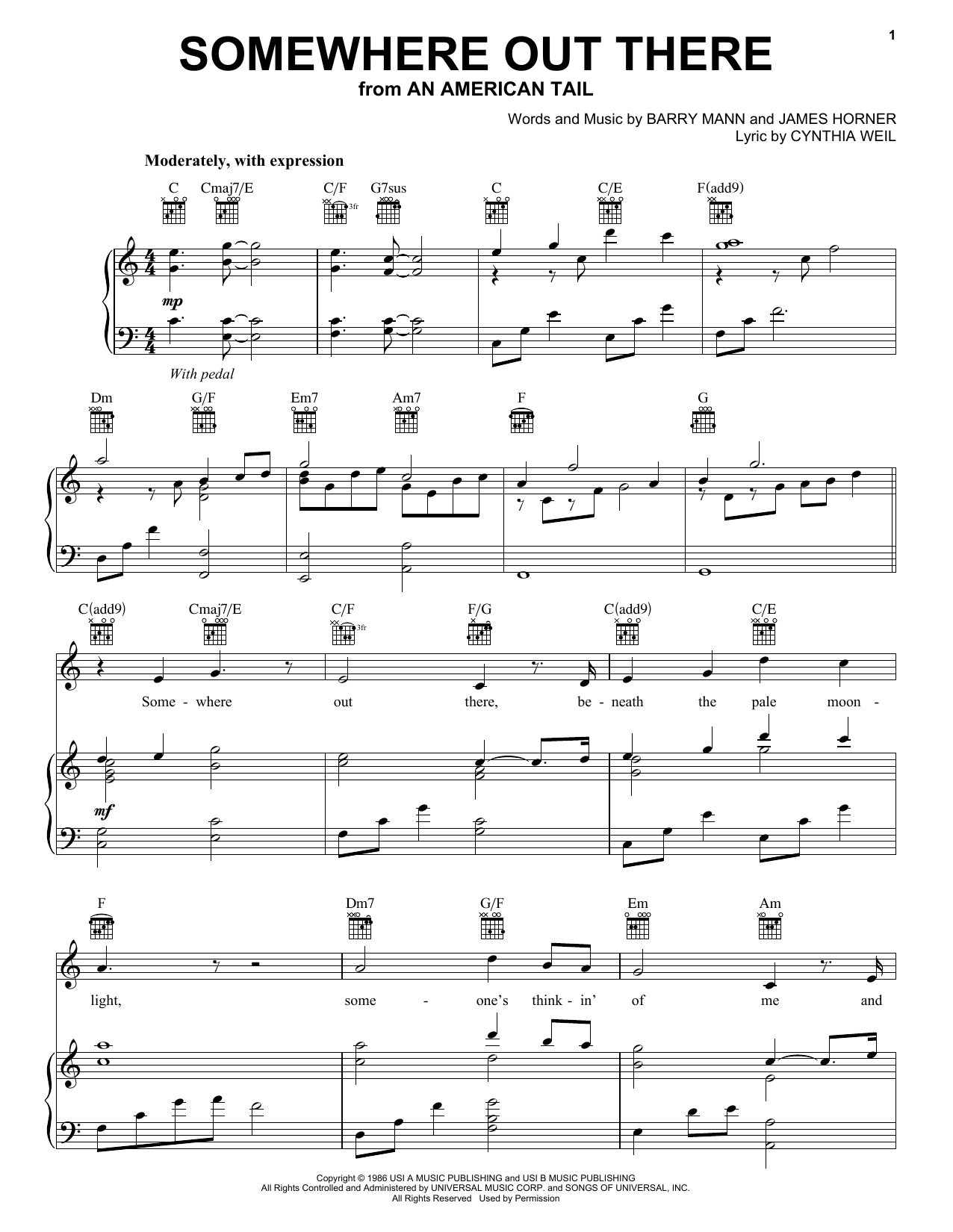 Download Linda Ronstadt & James Ingram Somewhere Out There Sheet Music