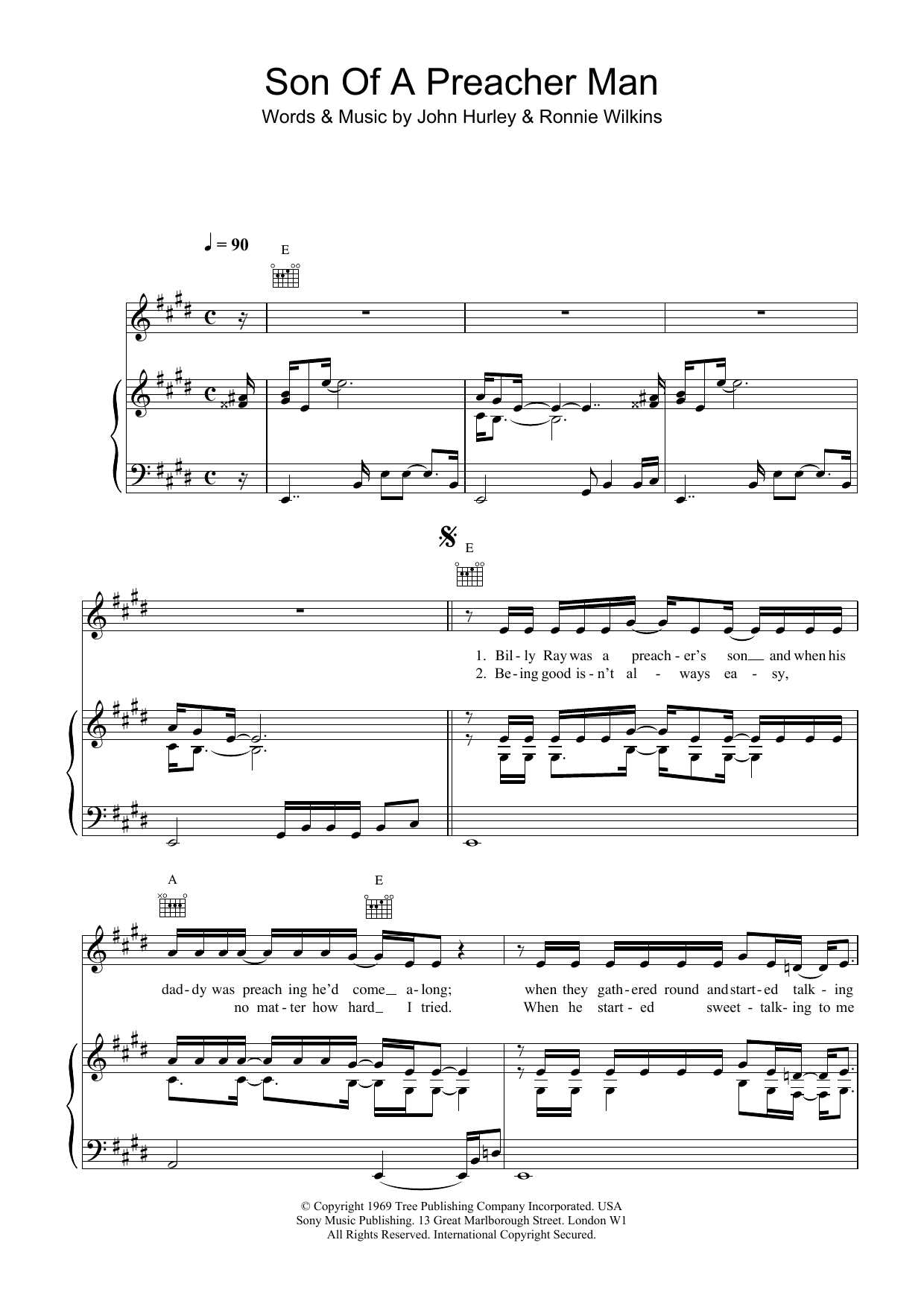 Dusty Springfield Son-Of-A-Preacher Man sheet music notes printable PDF score
