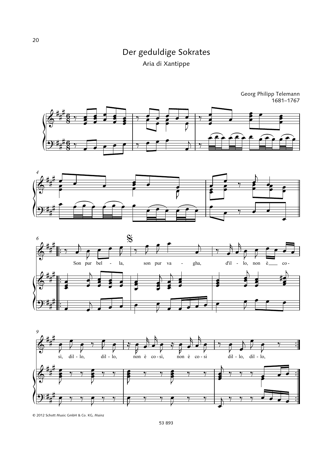 Download Georg Philipp Telemann Son Pur Bella Sheet Music