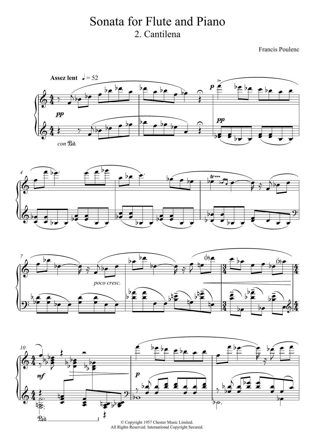Download Francis Poulenc Sonata For Flute, 2nd Movement ‘Canti Sheet Music