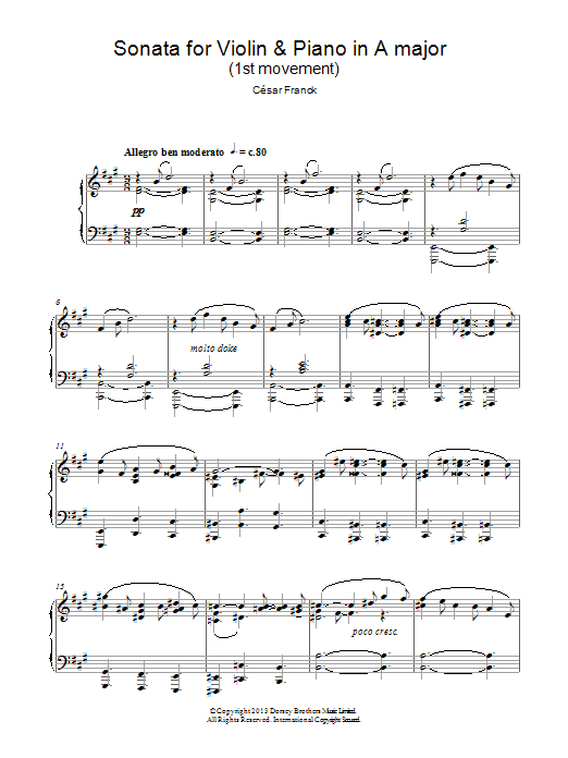 Download César Franck Sonata For Violin & Piano In A Major, 1 Sheet Music
