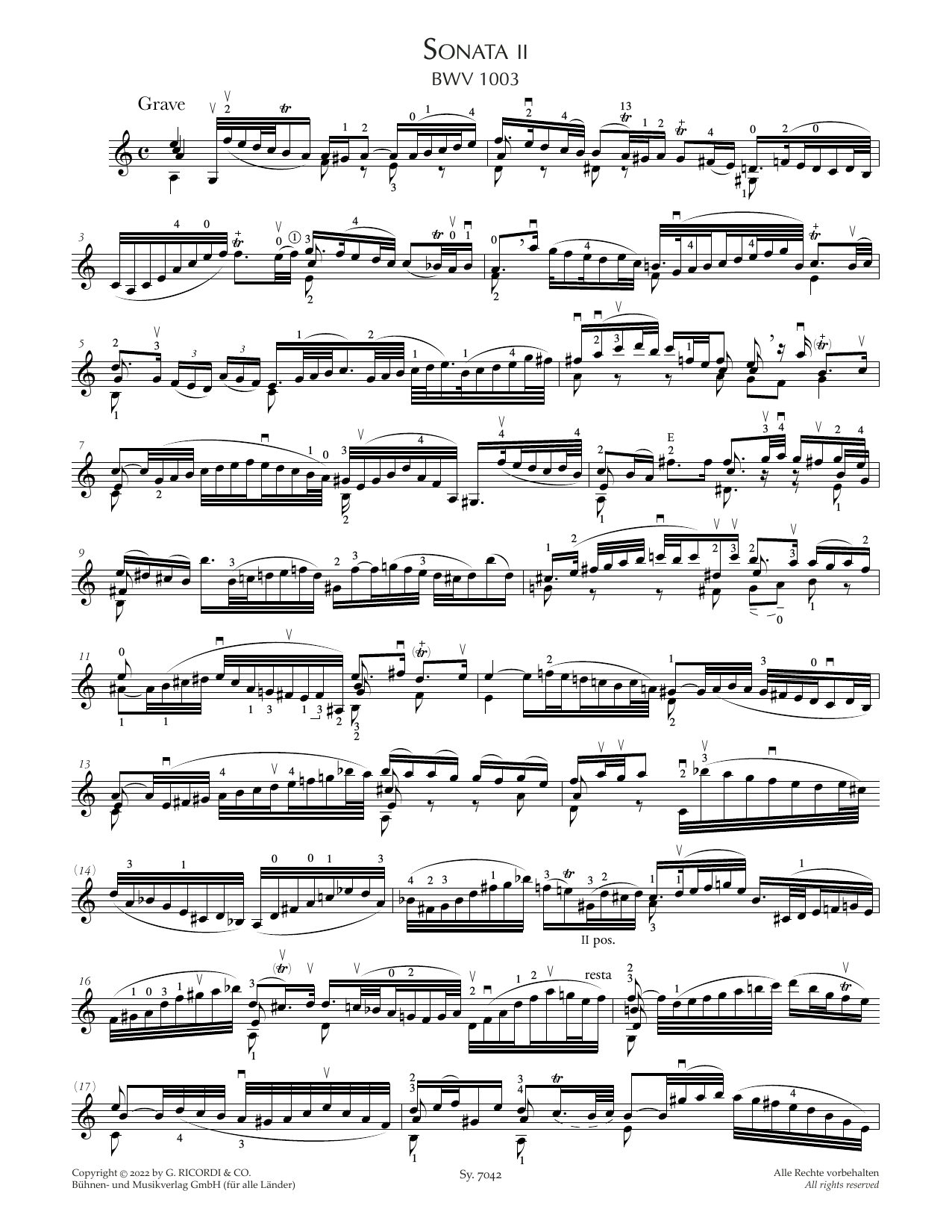 Download Johann Sebastian Bach Sonata II, BWV 1003 Sheet Music