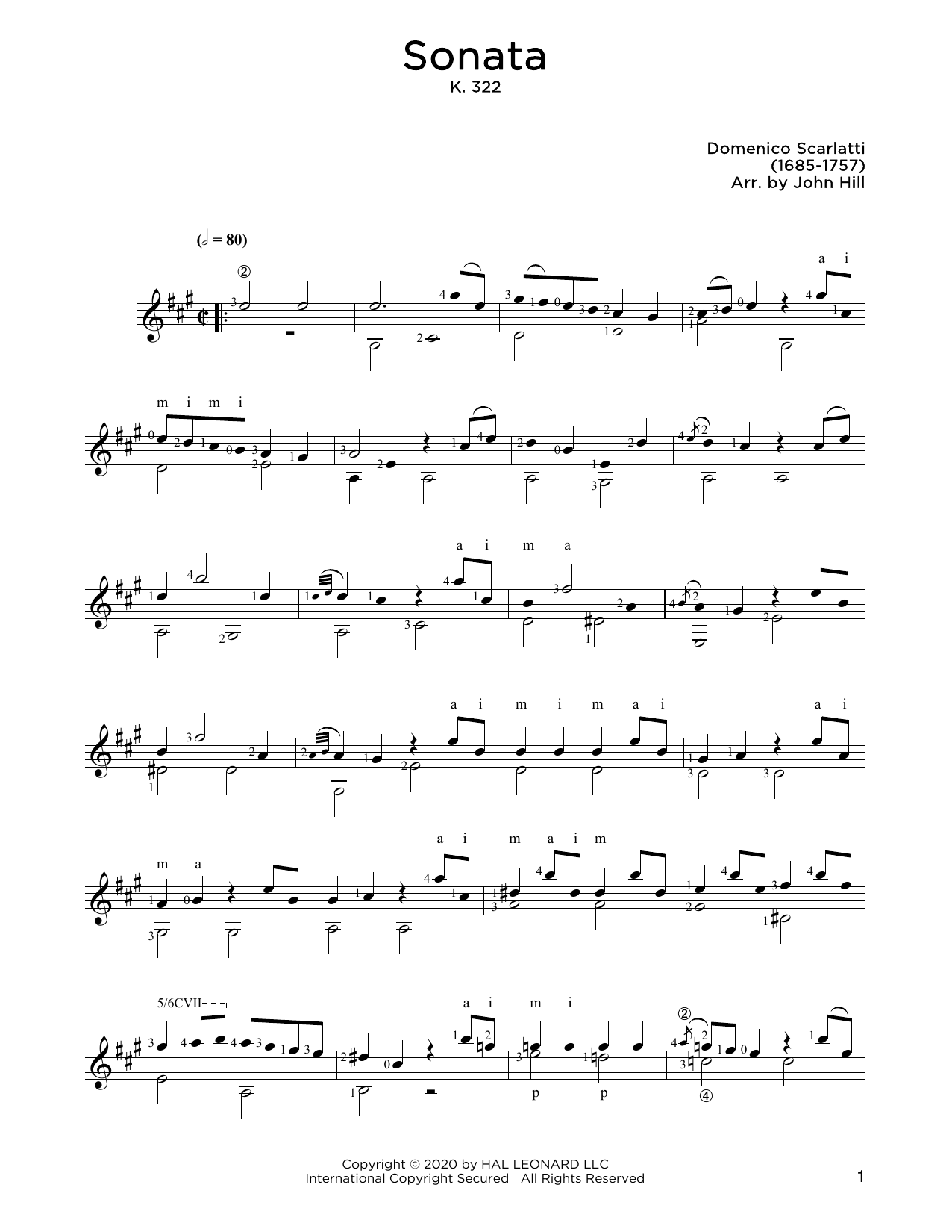 Download Domenico Scarlatti Sonata In A Sheet Music