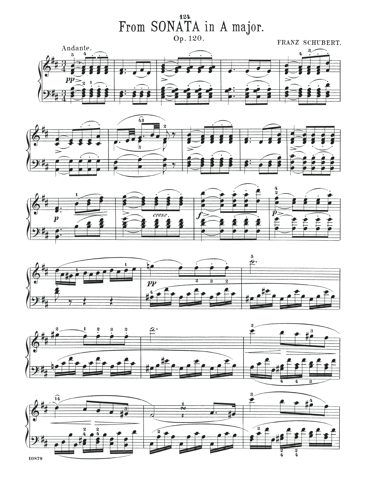 Download Franz Schubert Sonata In A Major, Op. 120, 2nd mvt Sheet Music