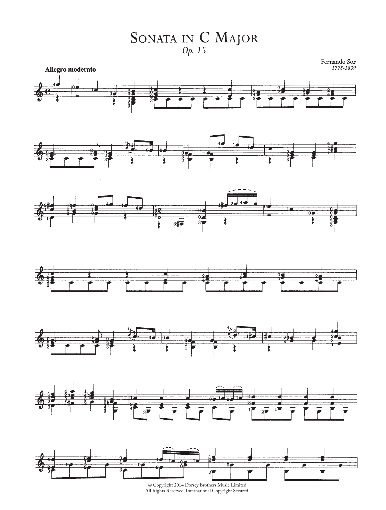 Download Fernando Sor Sonata In C Major, Op.15 Sheet Music