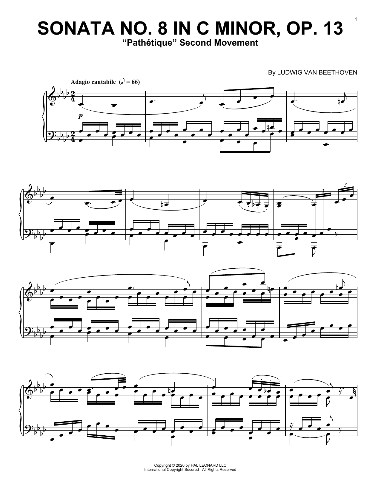 Download Ludwig van Beethoven Sonata In C Minor, Op. 13 'Pathetique' Sheet Music