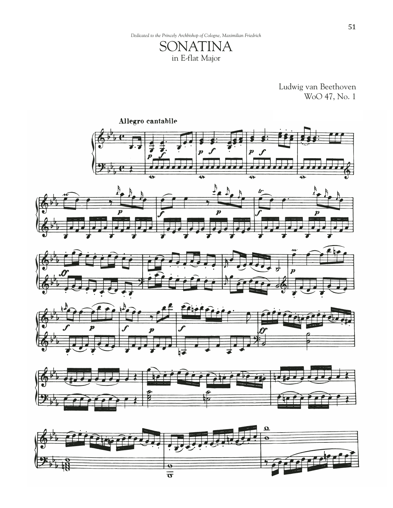 Download Ludwig van Beethoven Sonata In E-Flat Major, WoO 47, No. 1 Sheet Music