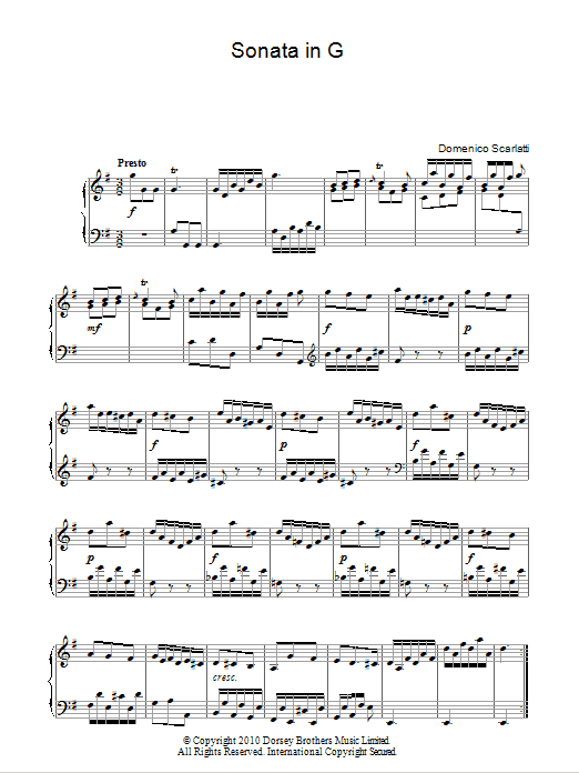 Download Domenico Scarlatti Sonata In G Major Sheet Music