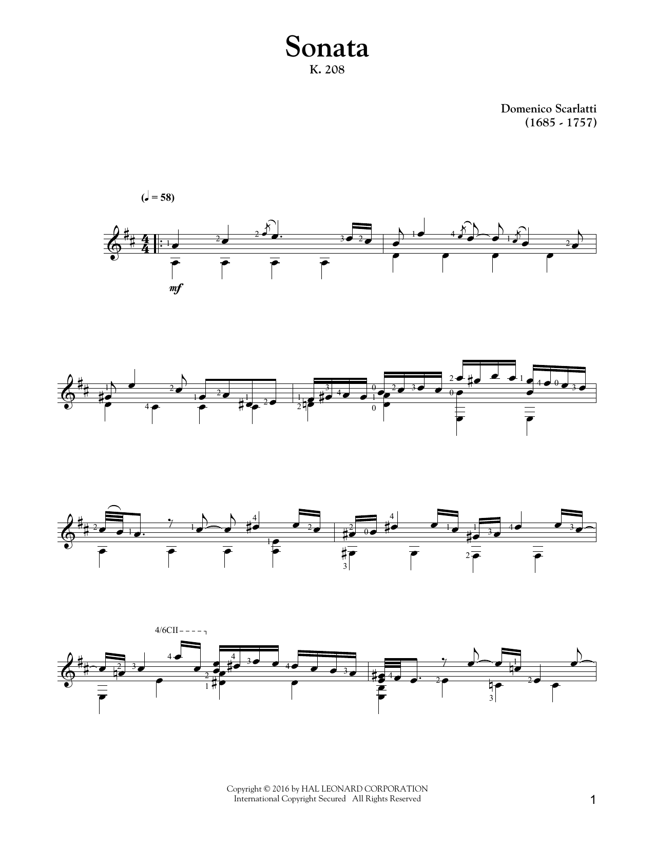 Download Domenico Scarlatti Sonata K.208 Sheet Music