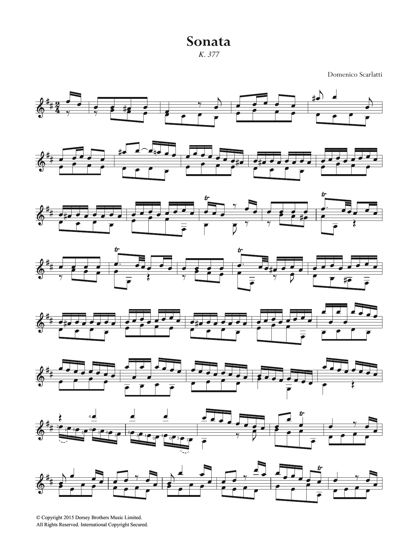 Download Domenico Scarlatti Sonata K.377 Sheet Music