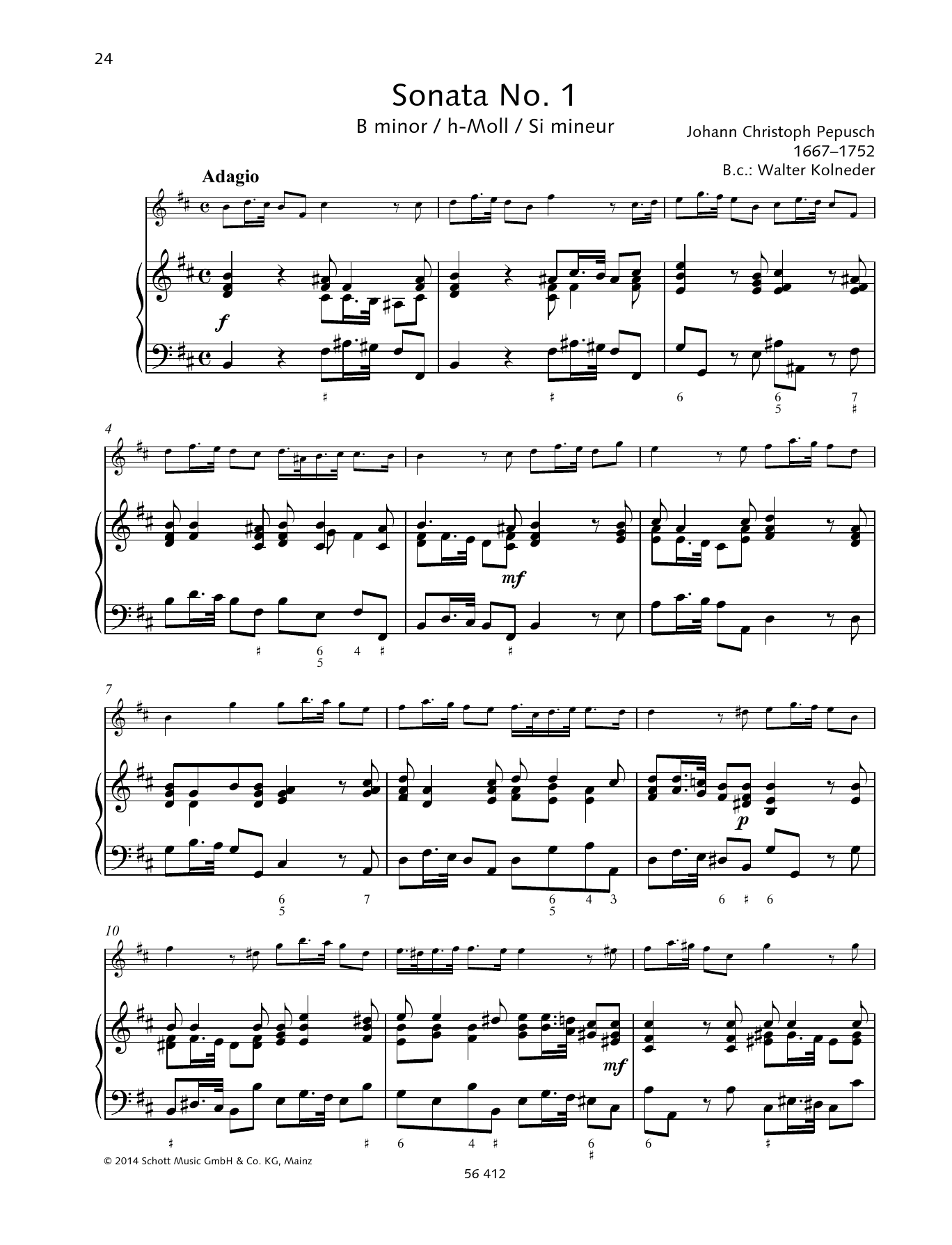 Download Baldassare Galuppi Sonata No. 1 B minor Sheet Music