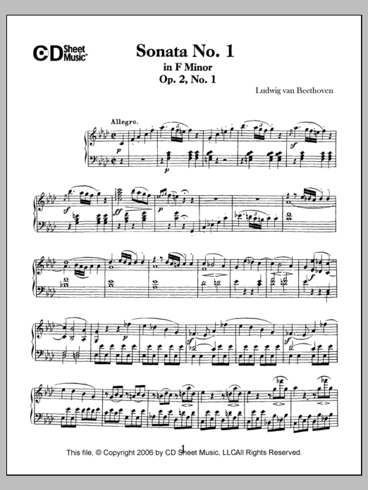 Download Ludwig van Beethoven Sonata No. 1 In F Minor, Op. 2, No. 1 Sheet Music