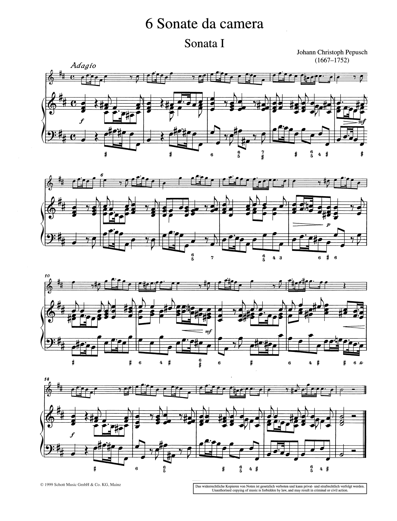 Download Johann Christoph Pepusch Sonata No. 1 Sheet Music