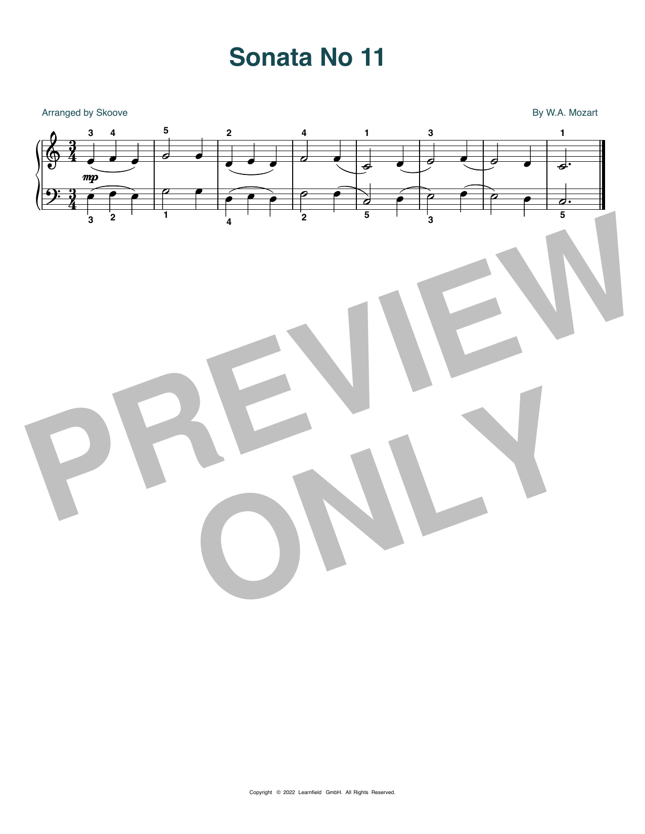 Download W.A. Mozart Sonata No. 11 (arr. Skoove) Sheet Music