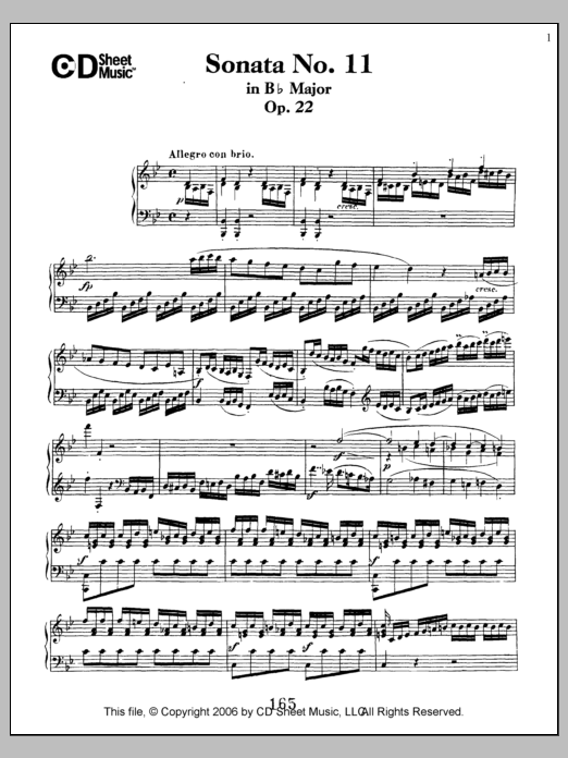 Download Ludwig van Beethoven Sonata No. 11 In B-flat Major, Op. 22 Sheet Music