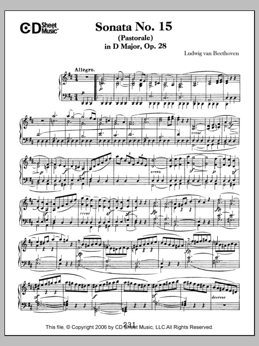 Download Ludwig van Beethoven Sonata No. 15 In D Major (pastorale), O Sheet Music