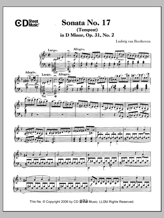 Download Ludwig van Beethoven Sonata No. 17 In D Minor (tempest), Op. Sheet Music