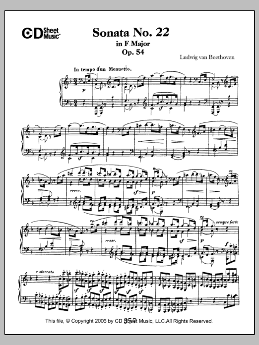 Download Ludwig van Beethoven Sonata No. 22 In F Major, Op. 54 Sheet Music