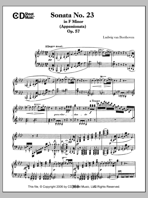 Download Ludwig van Beethoven Sonata No. 23 In F Minor (appassionata) Sheet Music