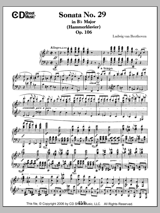 Download Ludwig van Beethoven Sonata No. 29 In B-flat Major (hammerkl Sheet Music
