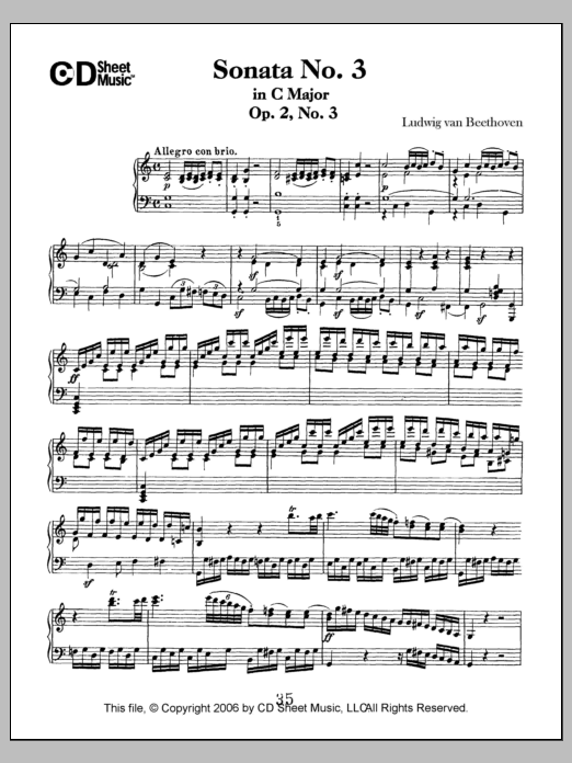 Download Ludwig van Beethoven Sonata No. 3 In C Major, Op. 2, No. 3 Sheet Music
