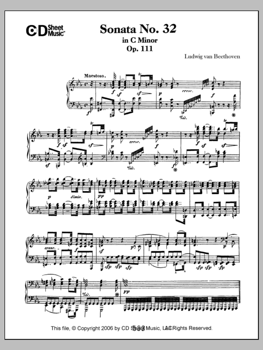 Download Ludwig van Beethoven Sonata No. 32 In C Minor, Op. 111 Sheet Music