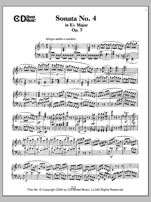 Download Ludwig van Beethoven Sonata No. 4 In E-flat Major, Op. 7 Sheet Music