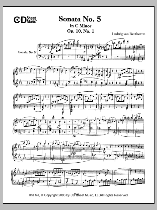 Download Ludwig van Beethoven Sonata No. 5 In C Minor, Op. 10, No. 1 Sheet Music