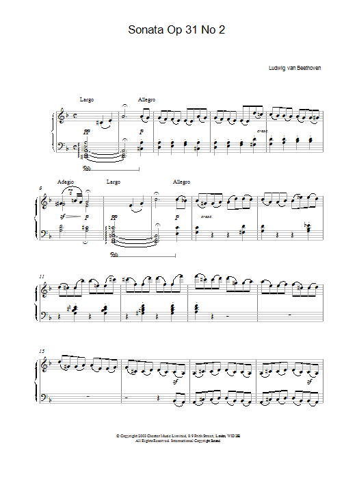 Download Ludwig van Beethoven Sonata Op.31 No.2 Sheet Music