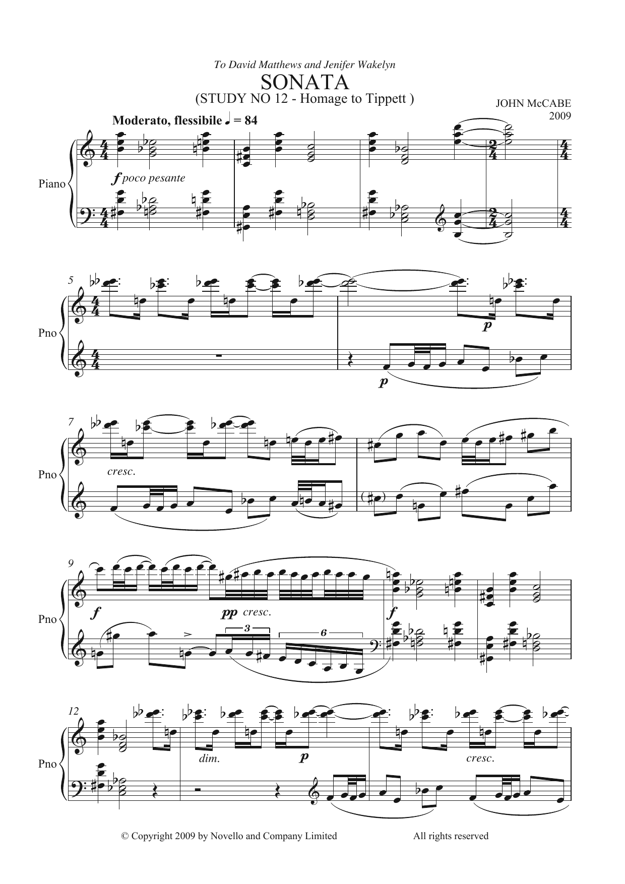 Download John McCabe Sonata (Study No. 12) Sheet Music
