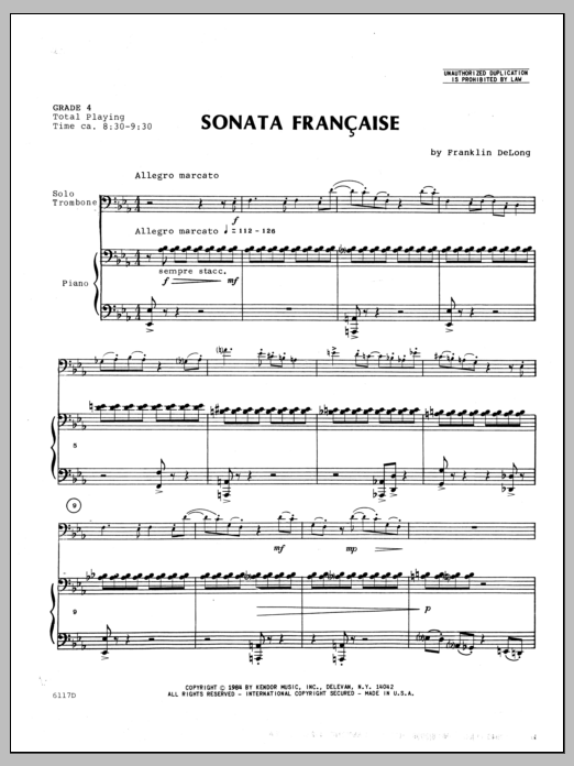 Download Delong Sonata Francaise - Piano Sheet Music