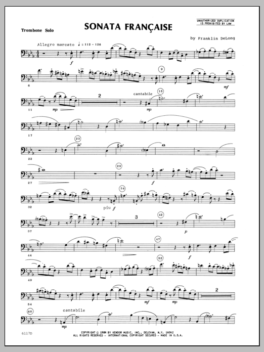Download Delong Sonata Francaise - Trombone Sheet Music