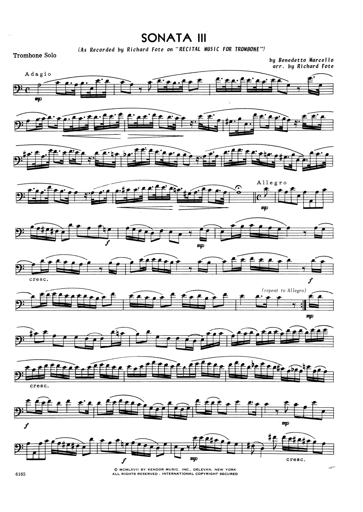 Download Richard Fote Sonata Iii - Trombone Sheet Music