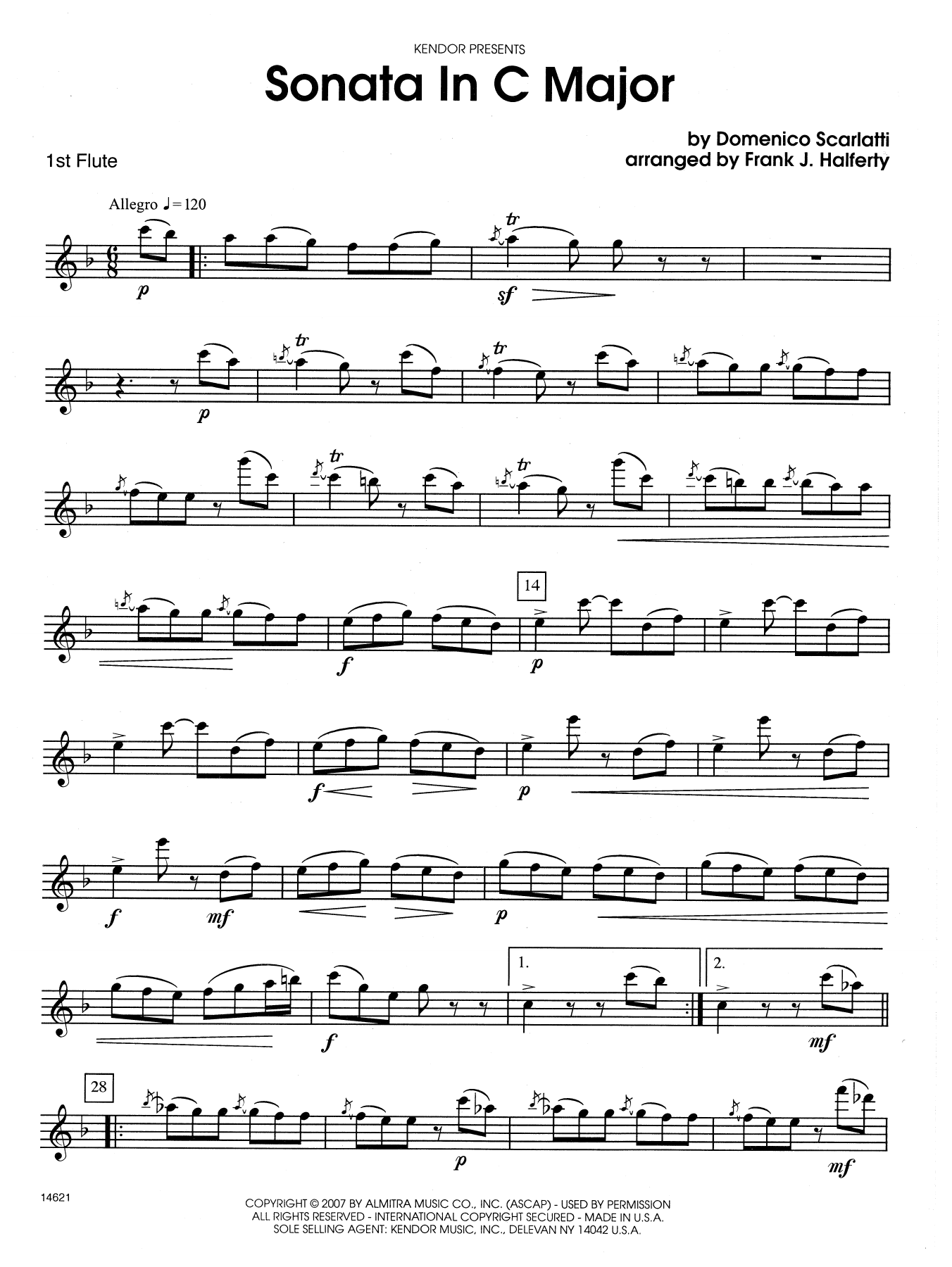 Download Frank J. Halferty Sonata in C Major - 1st Flute Sheet Music