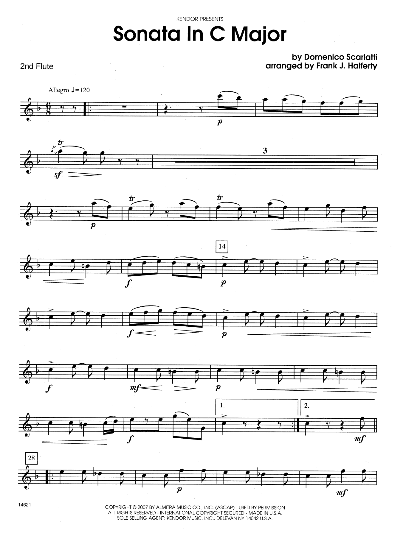 Download Frank J. Halferty Sonata in C Major - 2nd Flute Sheet Music