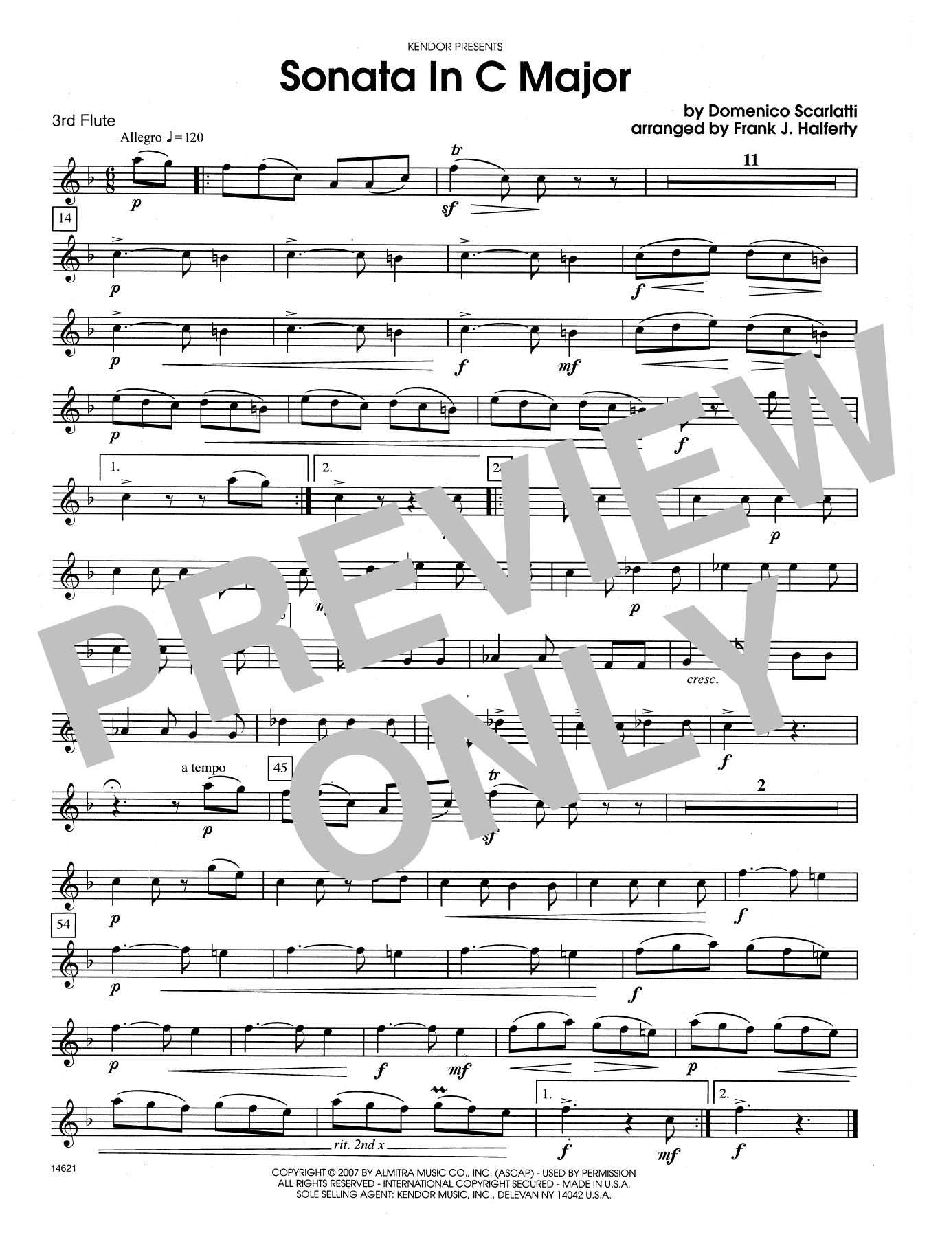 Download Frank J. Halferty Sonata in C Major - 3rd C Flute Sheet Music