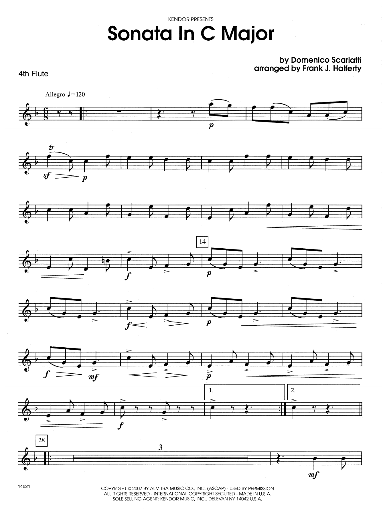 Download Frank J. Halferty Sonata in C Major - 4th Flute Sheet Music