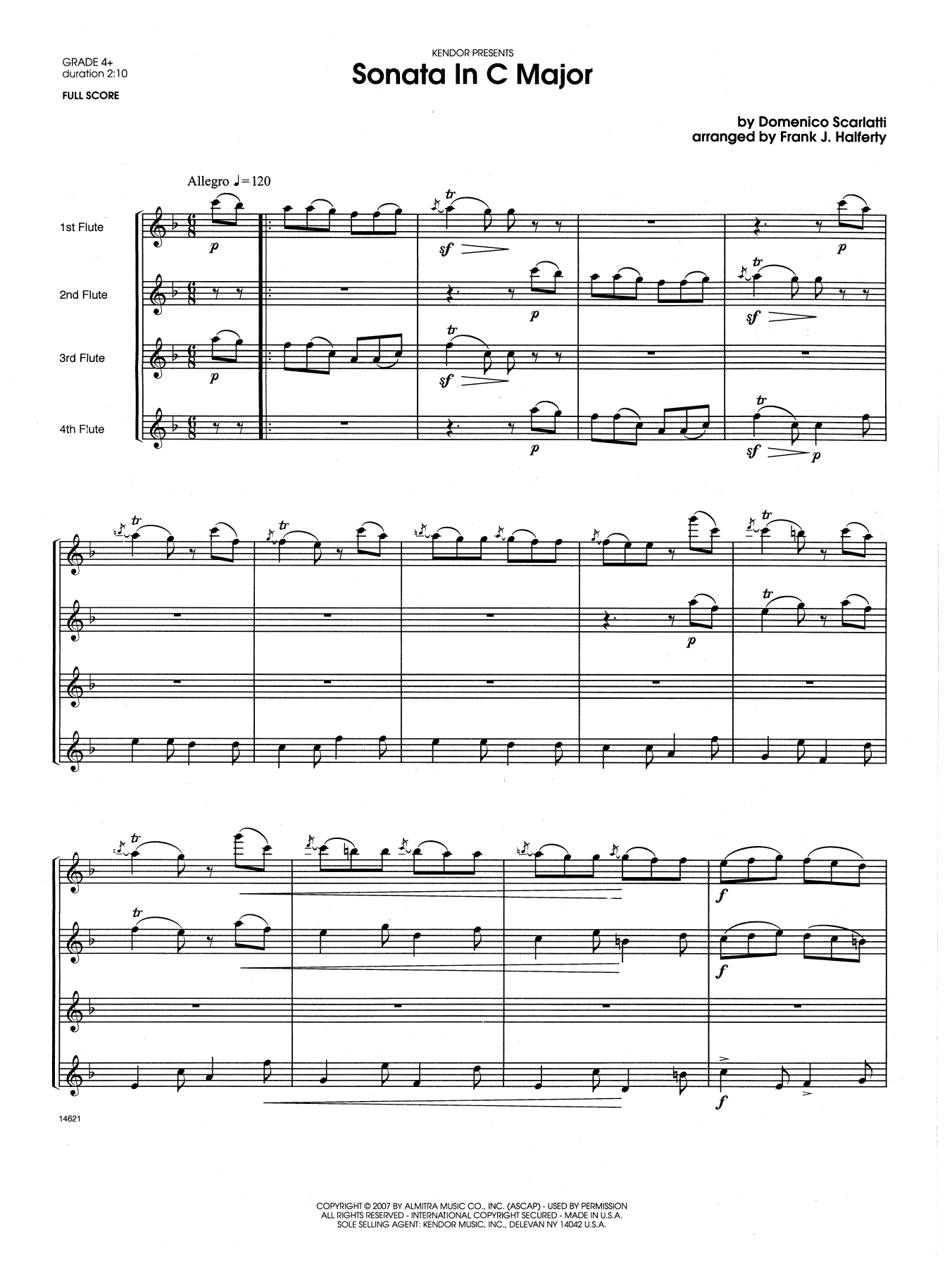Download Frank J. Halferty Sonata in C Major - Full Score Sheet Music