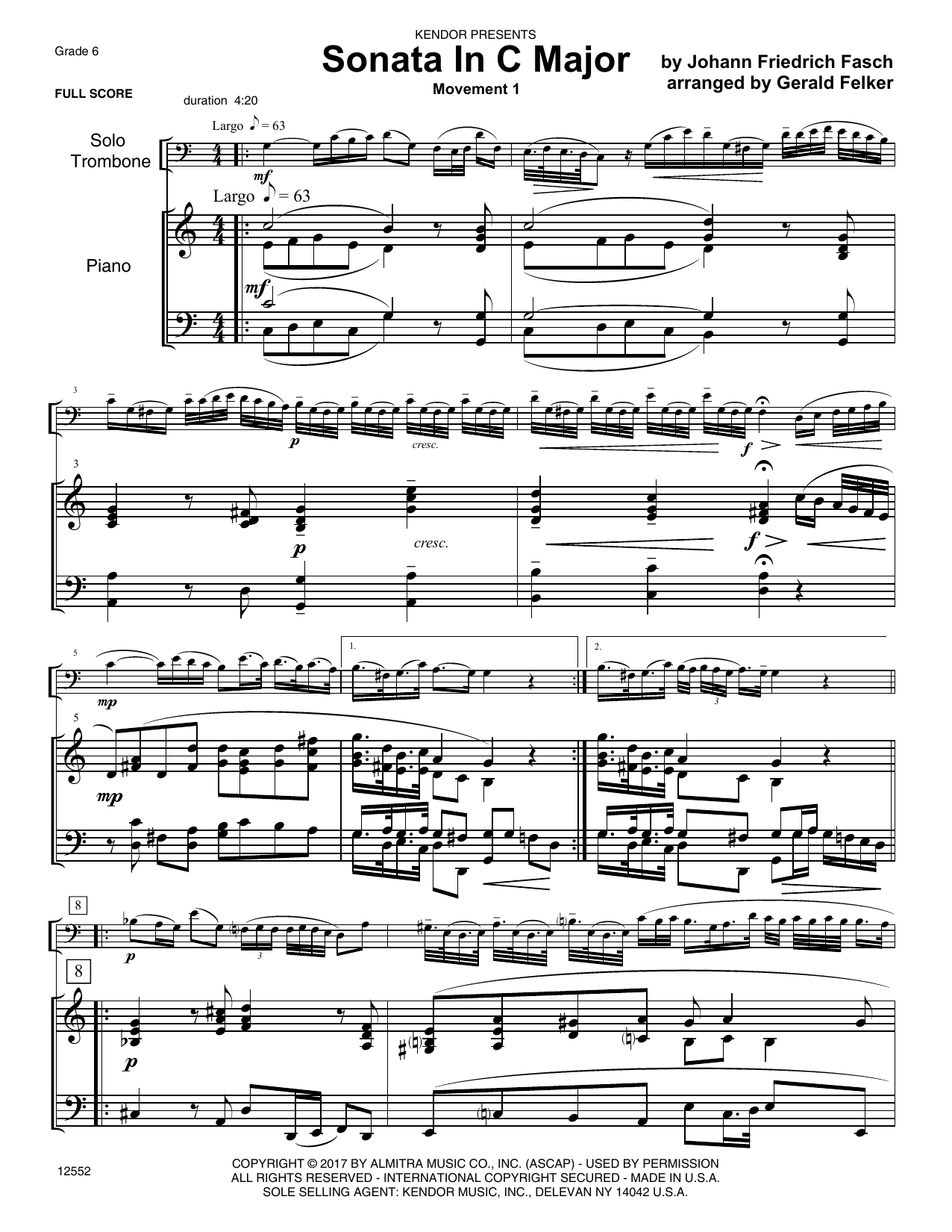 Download Friedrich Fasch Sonata in C Major - Piano Accompaniment Sheet Music