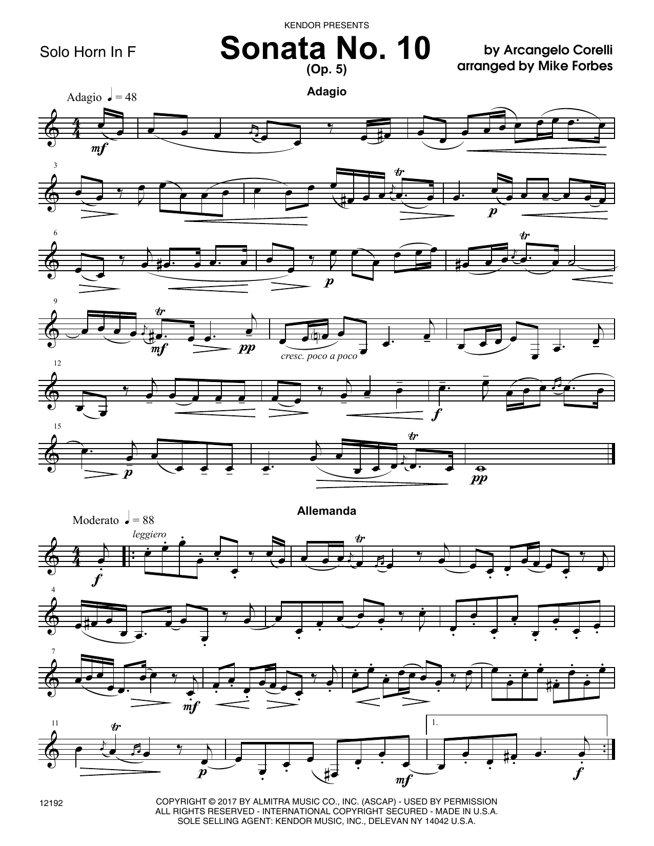 Download Mike Forbes Sonata No. 10 (Op. 5) - Horn in F Sheet Music