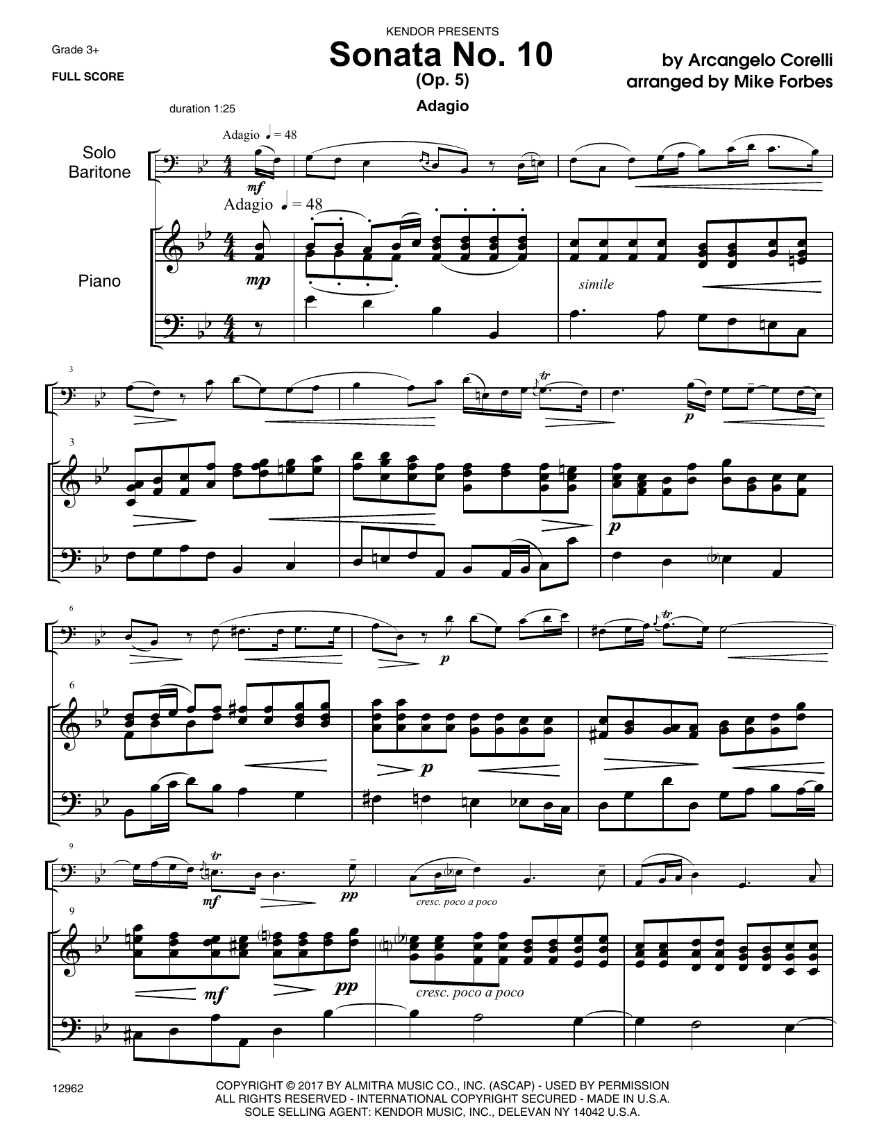 Download Mike Forbes Sonata No. 10 (Op. 5) - Piano Accompani Sheet Music