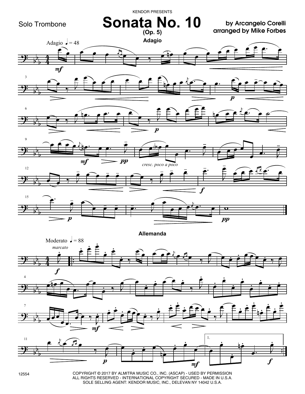 Download Mike Forbes Sonata No. 10 (Op. 5) - Trombone Sheet Music