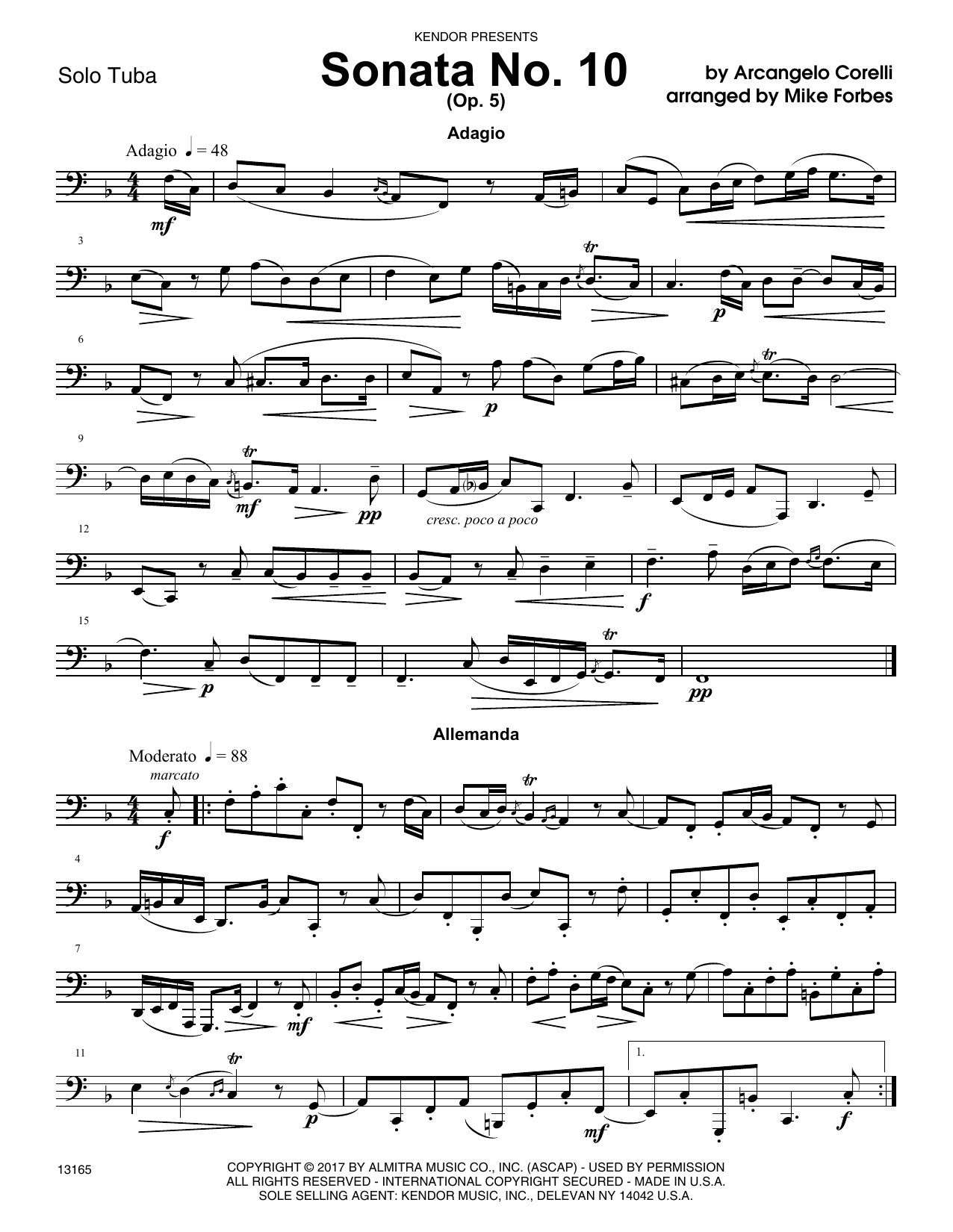 Download Mike Forbes Sonata No. 10 (Op. 5) - Tuba Sheet Music