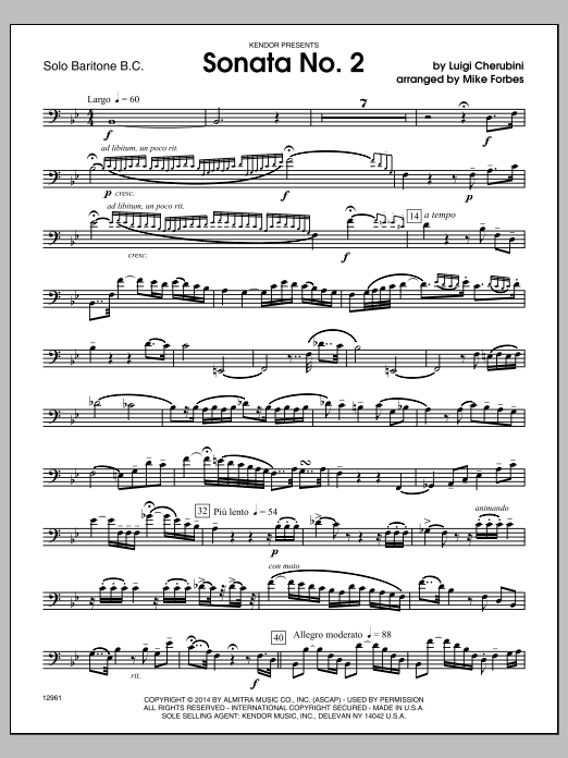 Download Michael Forbes Sonata No. 2 - Solo Baritone B.C. Sheet Music